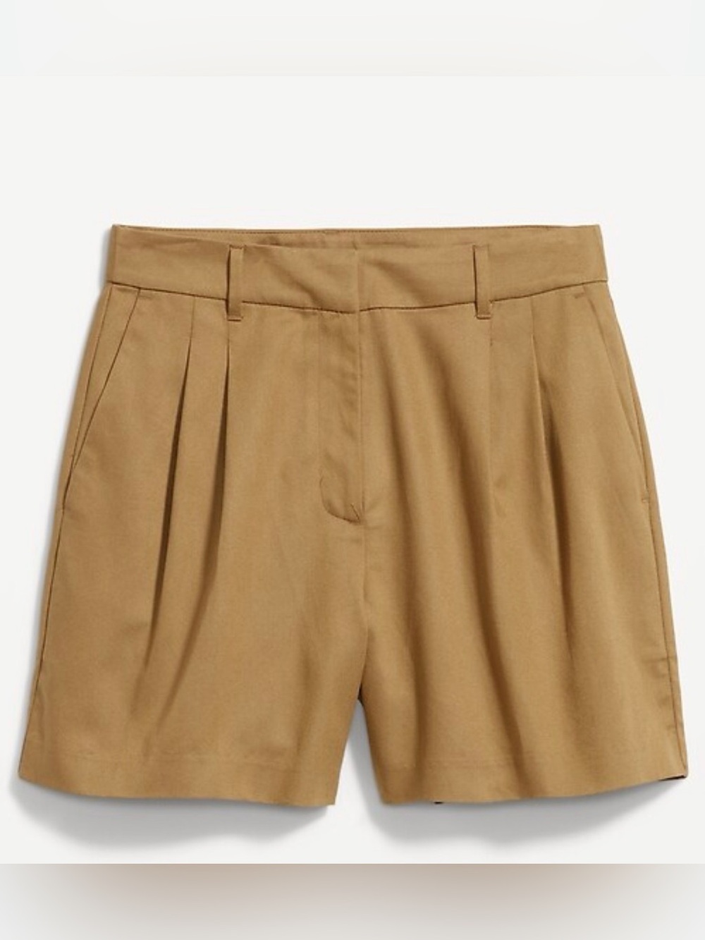 Old Navy High Waist Pleated Shorts in Camel Tan